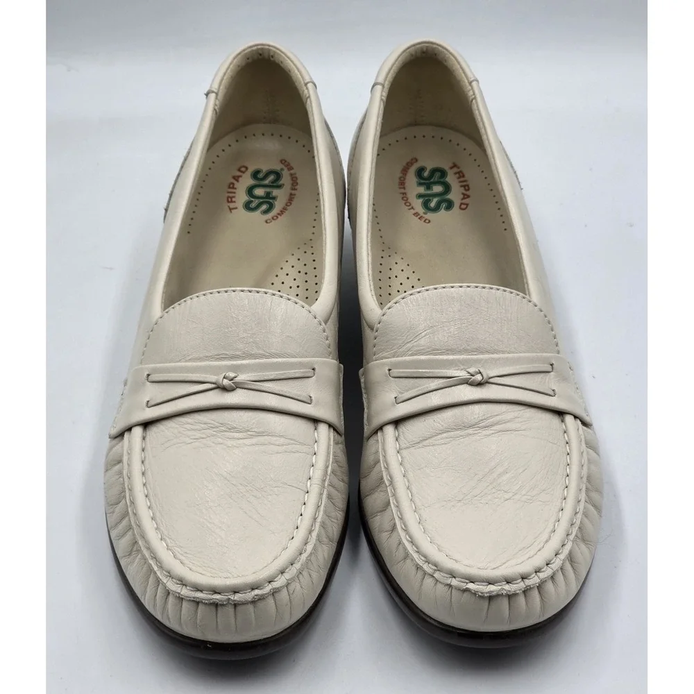 SAS Wink Tripad Womens 9 Bone Pearl Leather Penny Loafers Comfort Slip On USA
